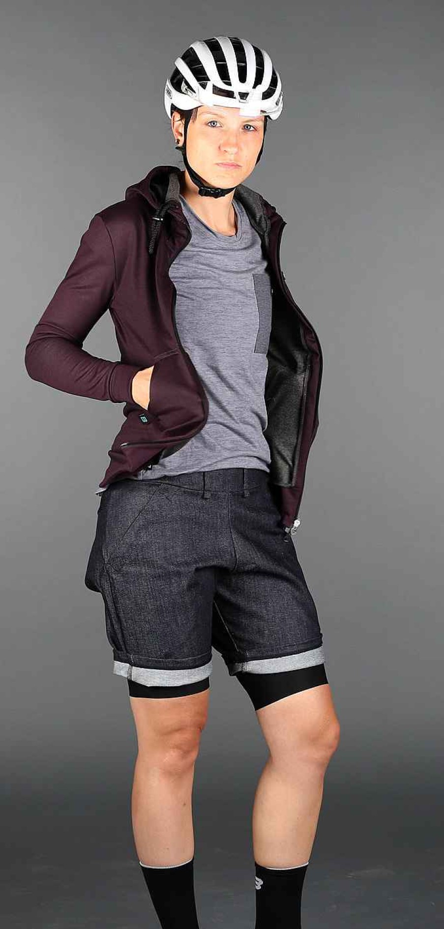 Women Biehler | Women Gravel Zipped Hoodie Dark Berry